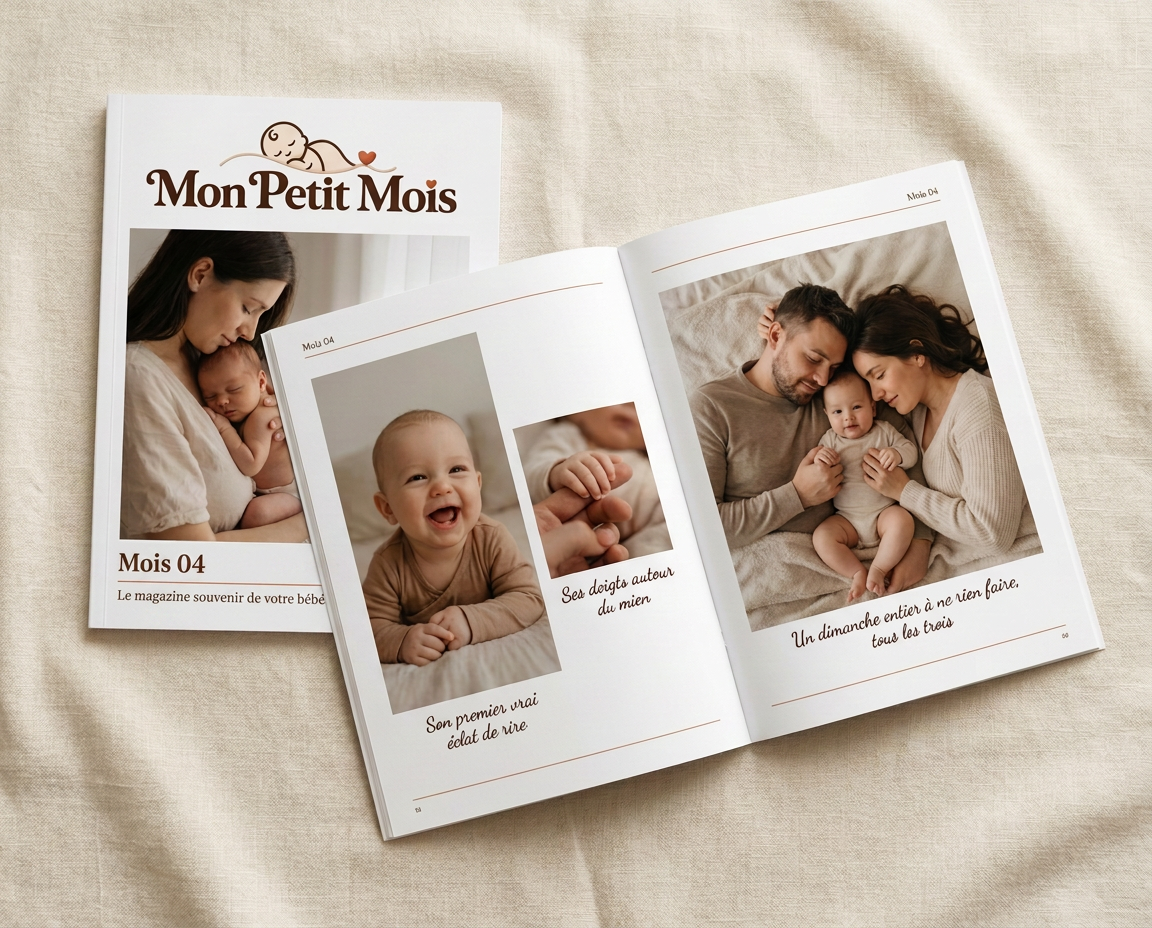 Magazine ouvert Mon Petit Mois avec les plus beaux souvenirs du mois